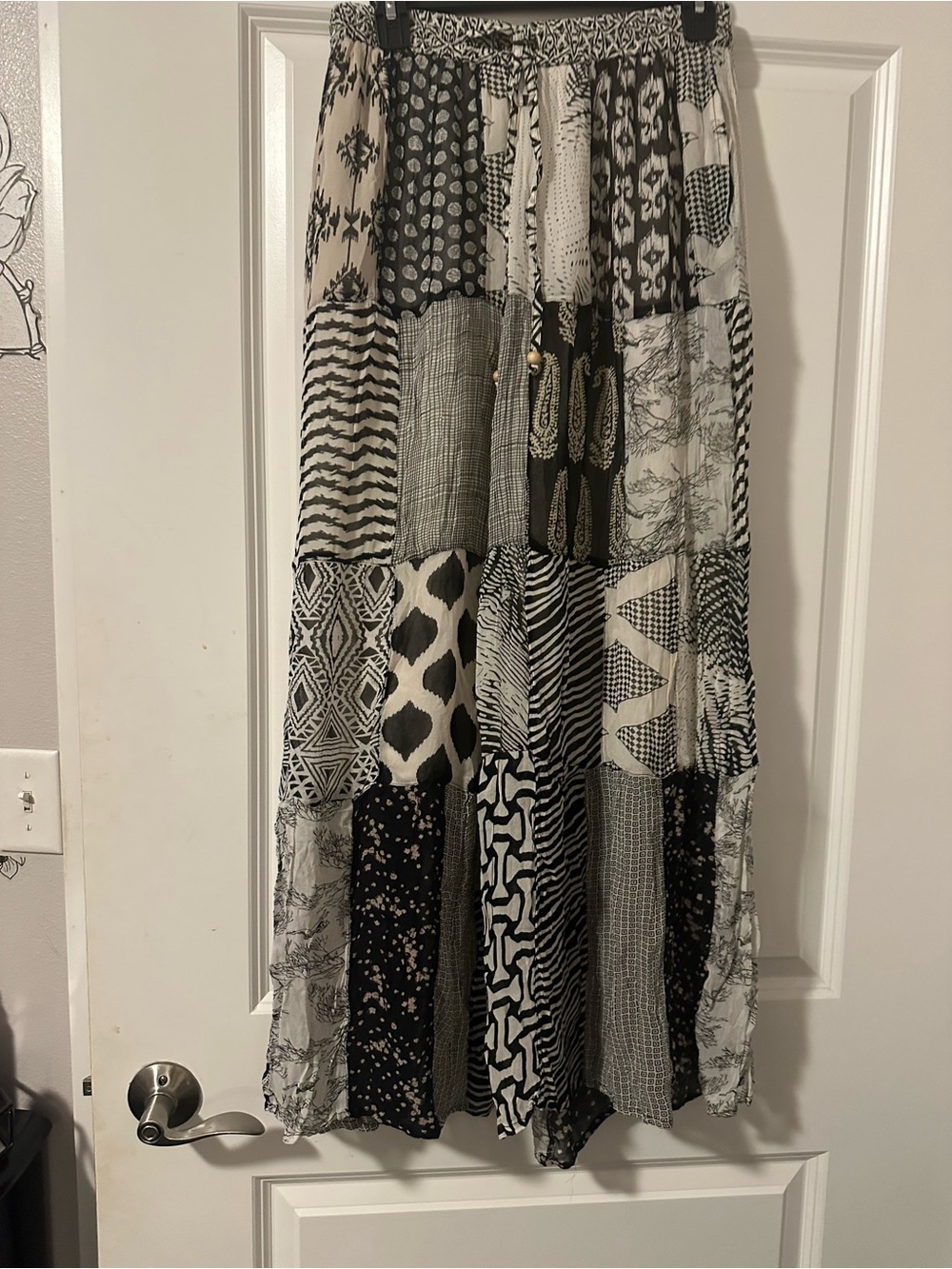 Bohemian Patchwork Pants - Black & Cream - Picture 2 of 4
